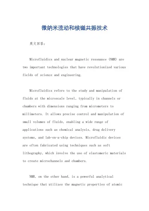 微纳米流动和核磁共振技术