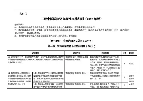 三级中医医院评审细则(分