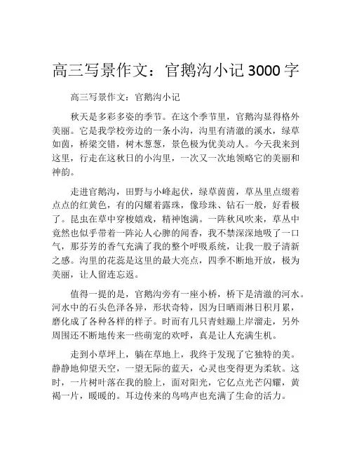 高三写景作文：官鹅沟小记3000字