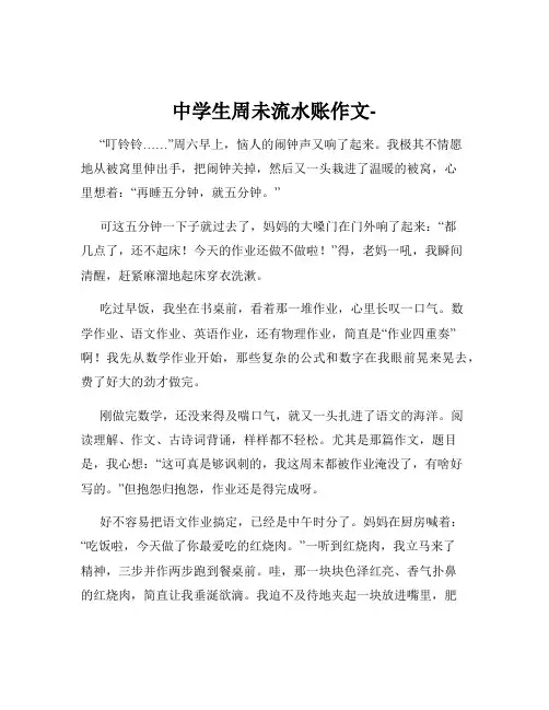 中学生周未流水账作文-