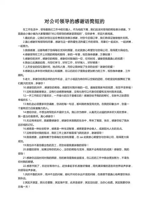 对公司领导的感谢语简短的