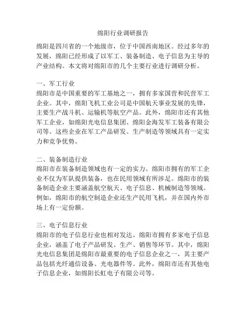 绵阳行业调研报告