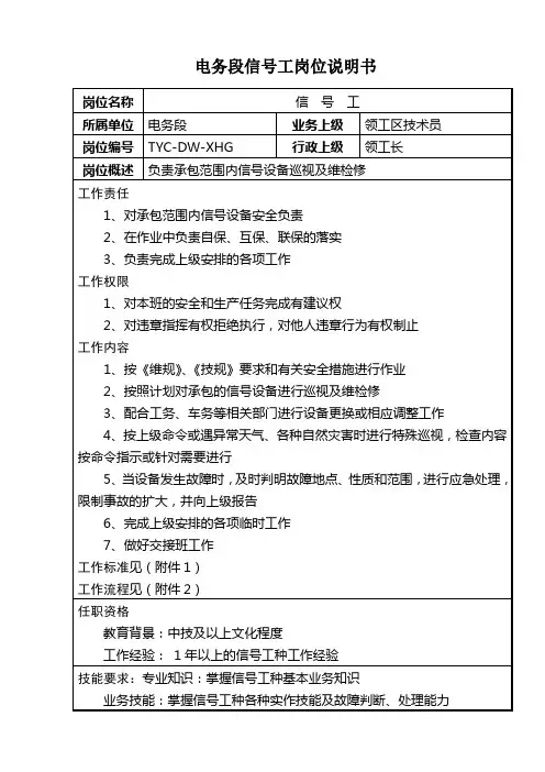 信号工岗位说明书