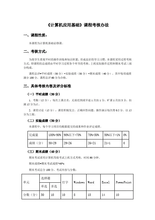 计算机应用基础课程考核方案