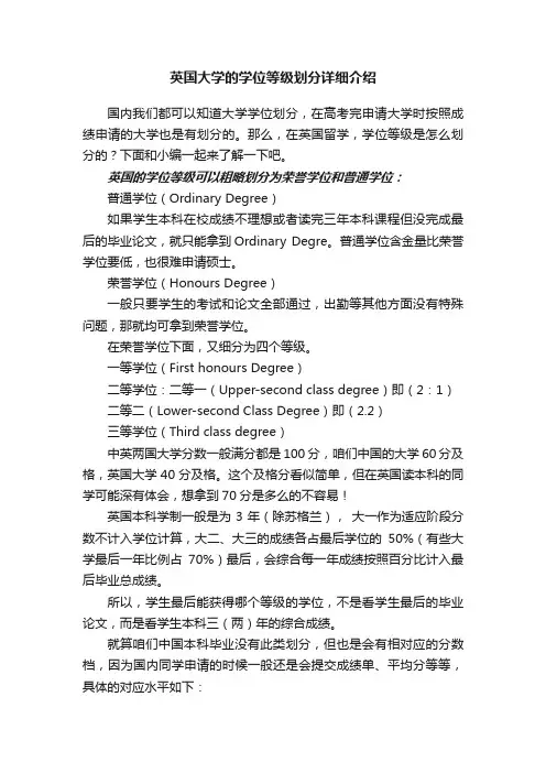英国大学的学位等级划分详细介绍