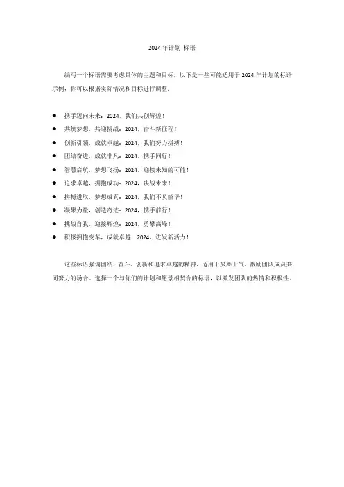 2024年计划 标语