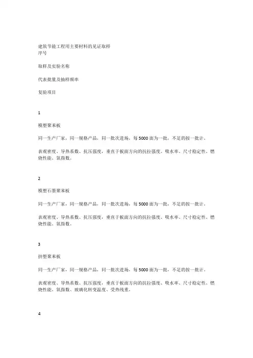 建筑节能建筑材料见证取样