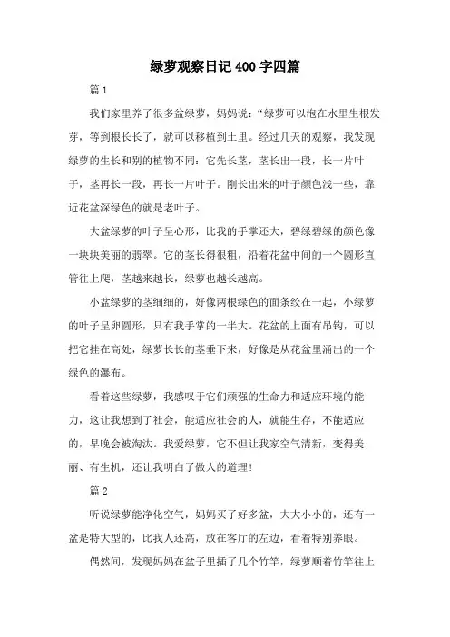 绿萝观察日记400字四篇