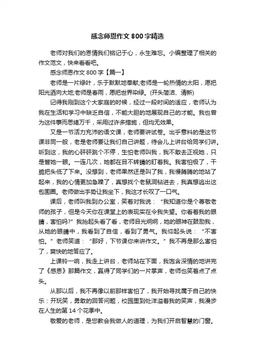 感念师恩作文800字精选