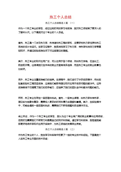 热工个人总结2篇