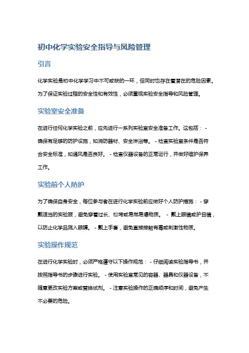 初中化学实验安全指导与风险管理