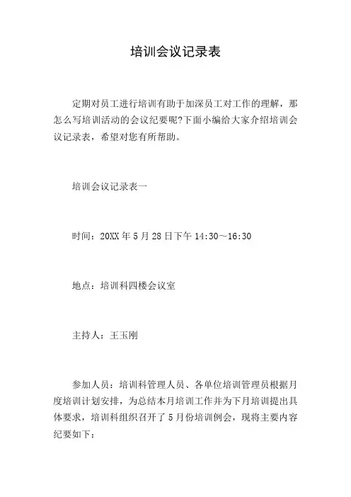 培训会议记录表