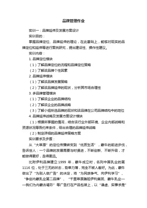 品牌管理作业
