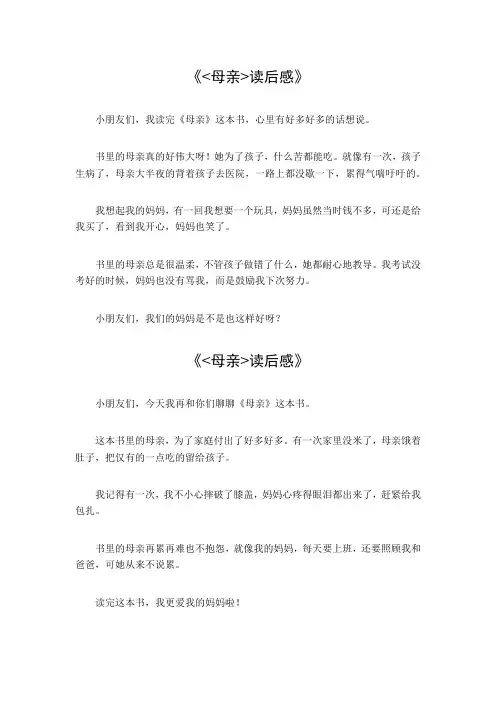 《母亲》读后感600字