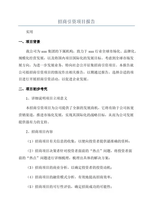 招商引资项目报告