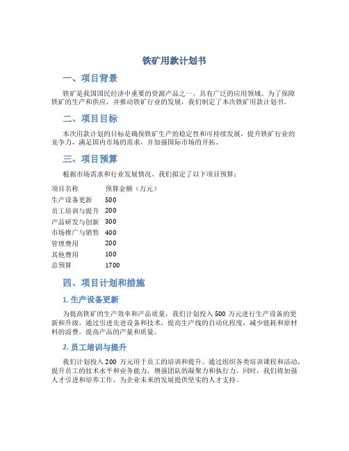 铁矿用款计划书