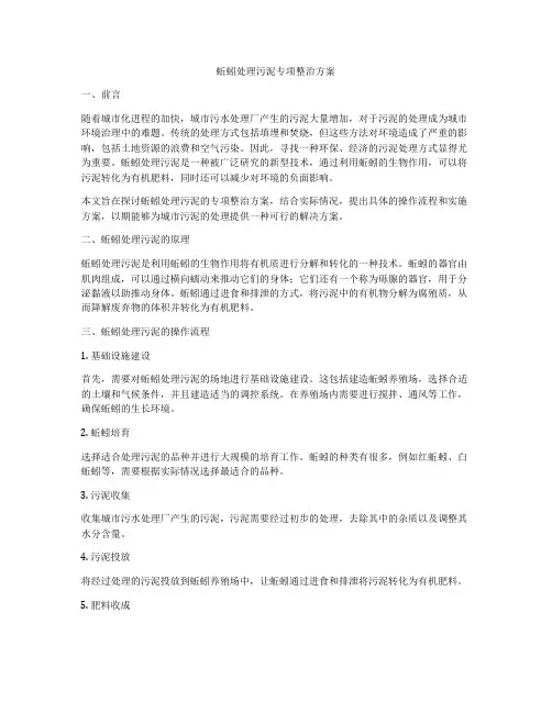 蚯蚓处理污泥专项整治方案