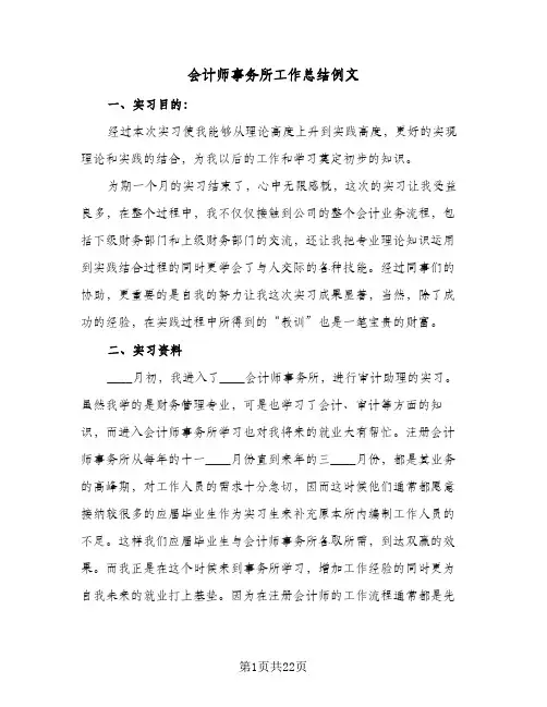 会计师事务所工作总结例文(4篇)