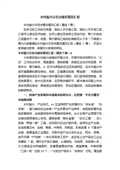 乡村振兴示范点建设情况汇报