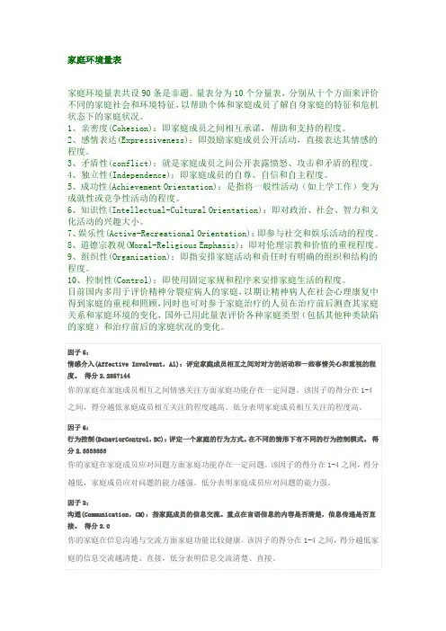 家庭环境量表