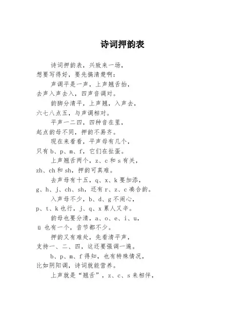 诗词押韵表