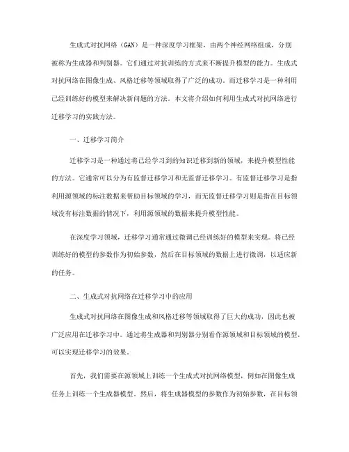 如何利用生成式对抗网络进行迁移学习的实践方法分享(七)