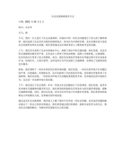 社会实践调研报告日志