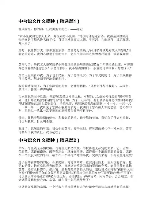 中考语文作文摘抄10篇