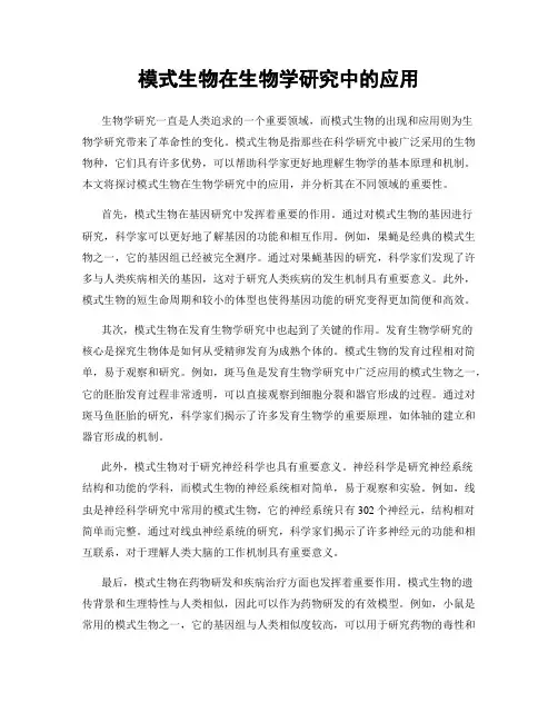 模式生物在生物学研究中的应用