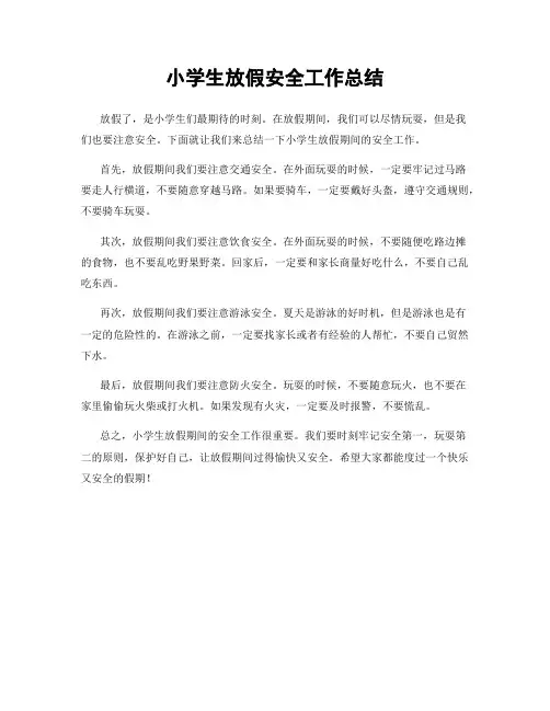 小学生放假安全工作总结
