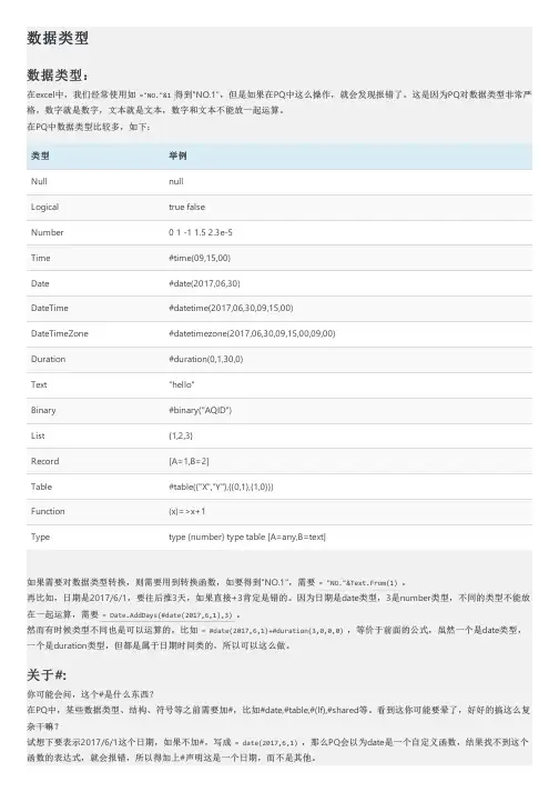 PowerQuery技巧之数据类型