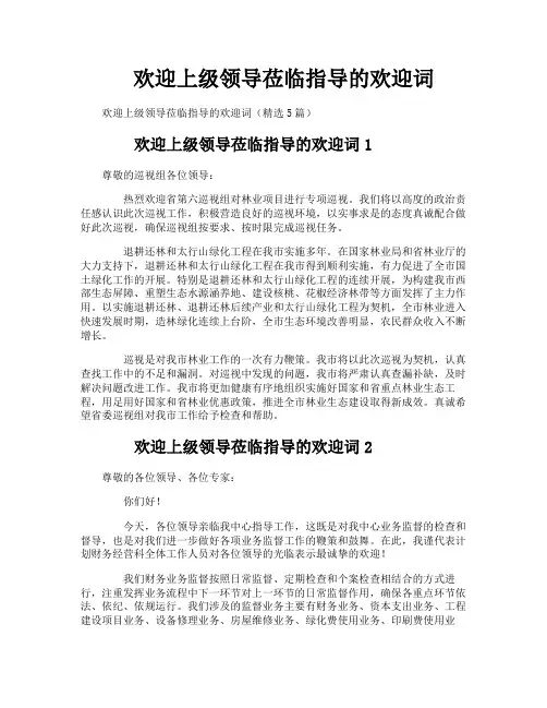 欢迎上级领导莅临指导的欢迎词