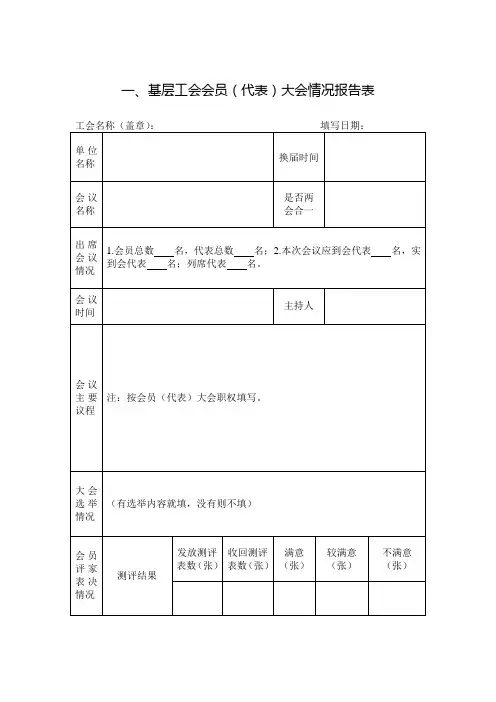 基层工会会员(代表)大会情况报告表