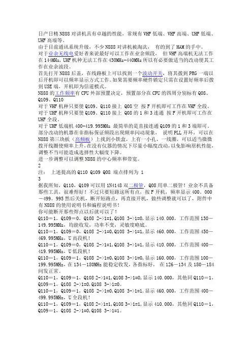 日产日精N888对讲机具有卓越的性能