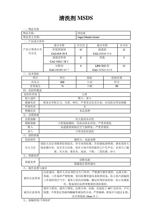 清洗剂msds