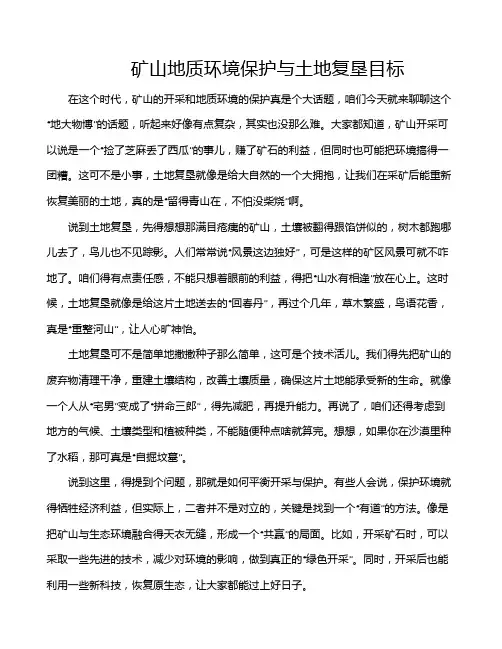 矿山地质环境保护与土地复垦目标