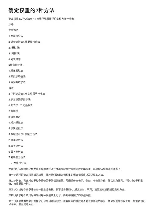 确定权重的7种方法