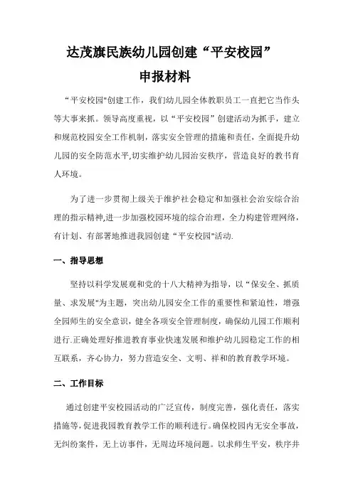 平安申报材料