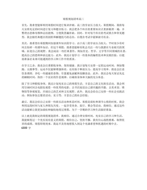 寒假规划清单高三