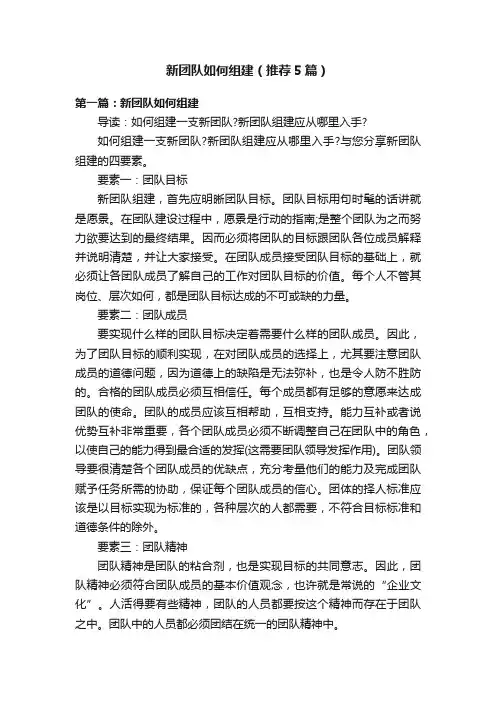 新团队如何组建（推荐5篇）
