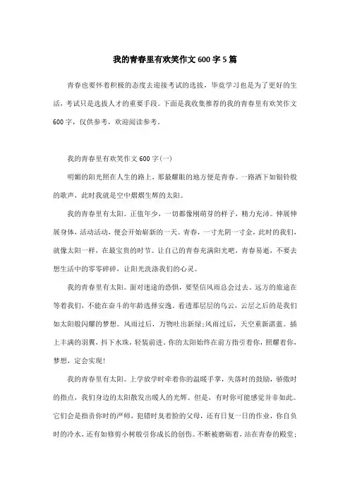 我的青春里有欢笑作文600字5篇