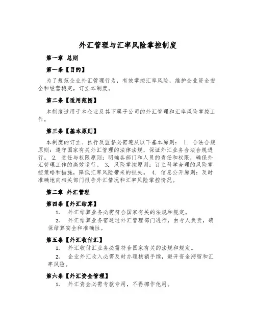外汇管理与汇率风险控制制度