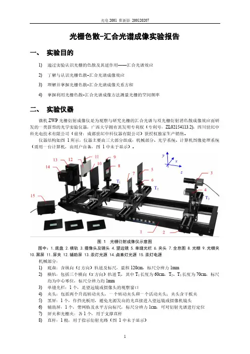 光栅色散-汇合光谱成像实验报告