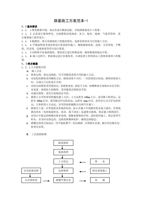路基施工方案范本
