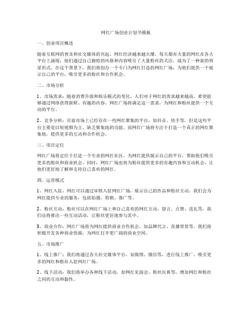 网红广场创业计划书模板