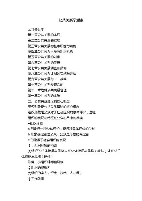 公共关系学重点