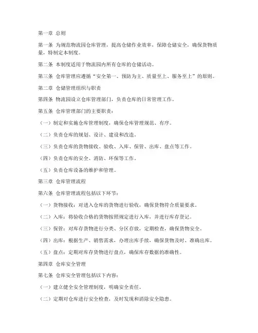 物流园仓库管理制度