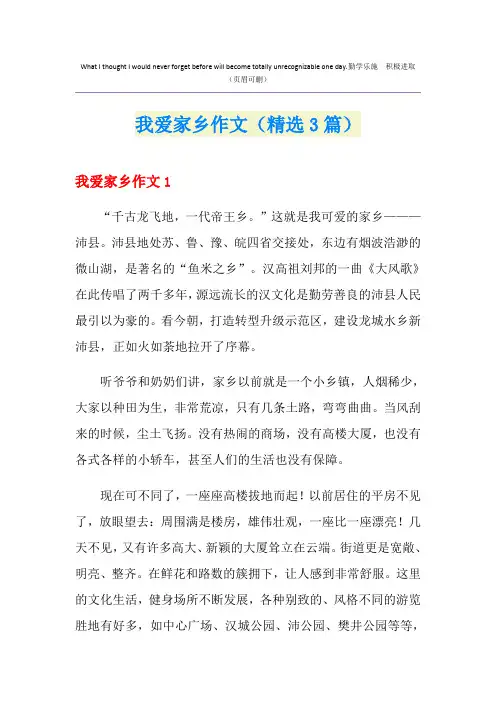 我爱家乡作文(精选3篇)