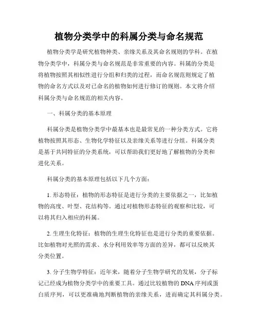 植物分类学中的科属分类与命名规范