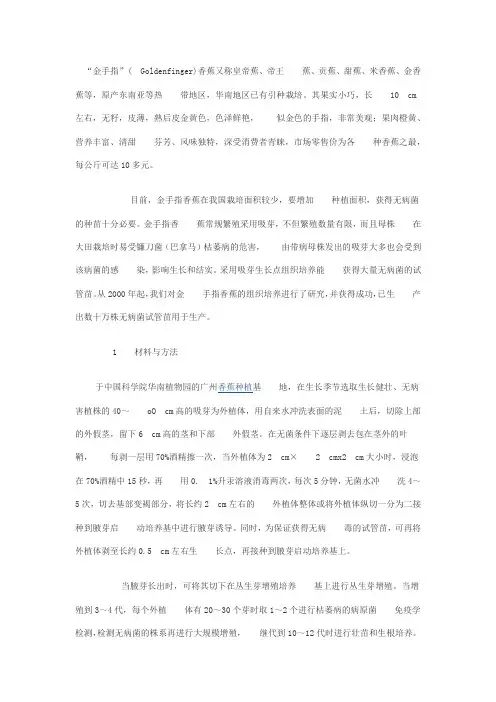 “金手指”香蕉的组织培养和快速繁殖